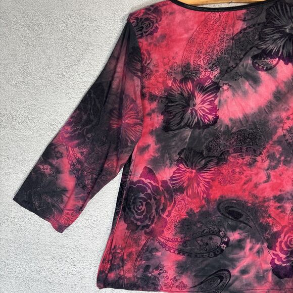 Serenade Top Women’s Size 1X Black Red Fairy Grunge Goth Vamp Tie Dye Whimsigoth - Picture 14 of 14